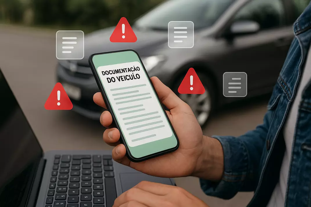 Consulta de débitos IPVA e multas: pessoa verificando documentação veicular
